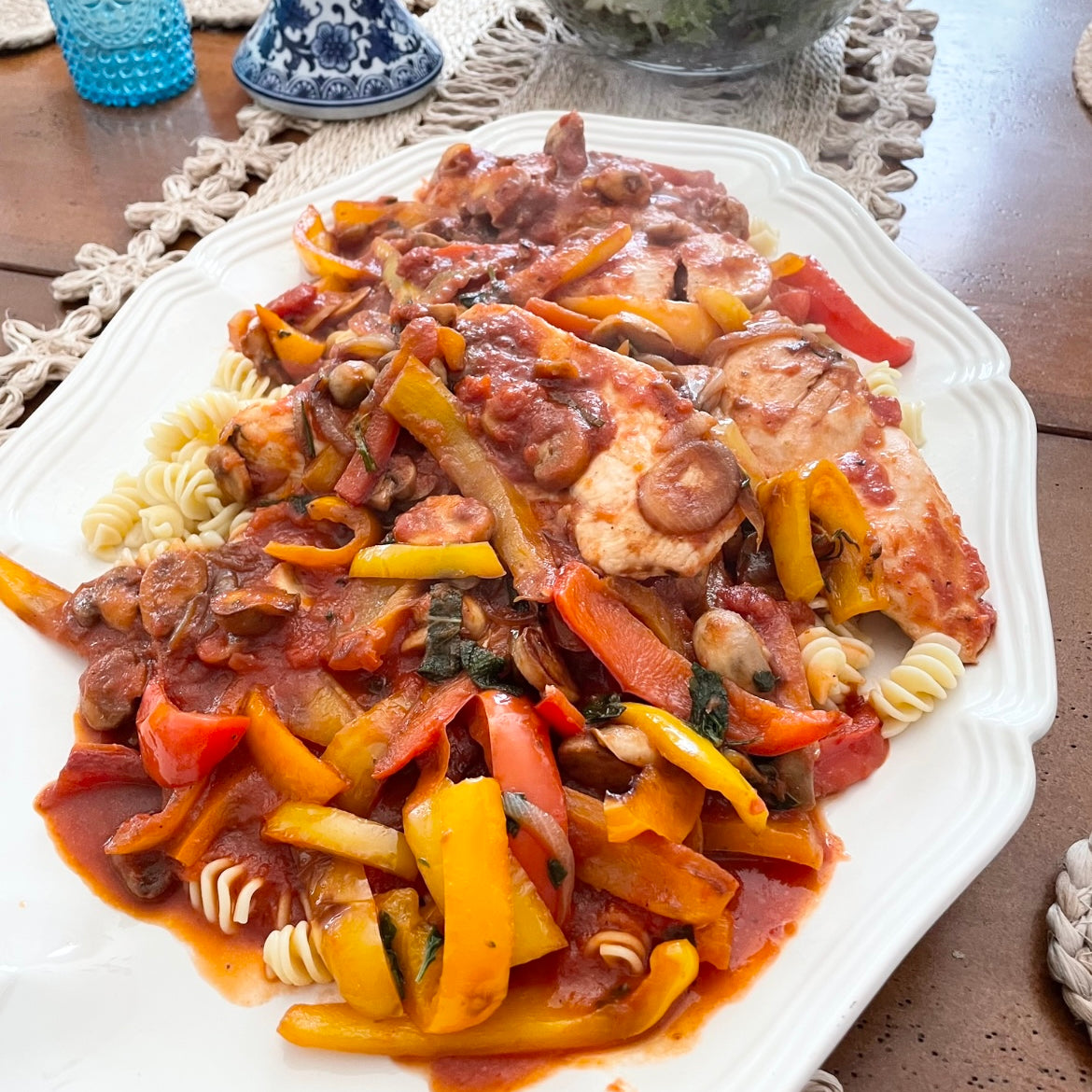 Landon Forever School products and Chicken Cacciatori with Vegetables Family Style