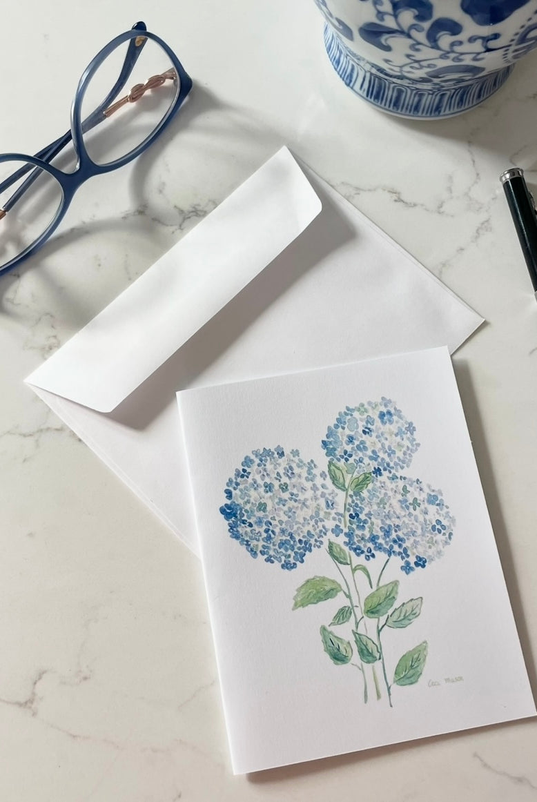 Bllue Hydrangeas Folded Cards