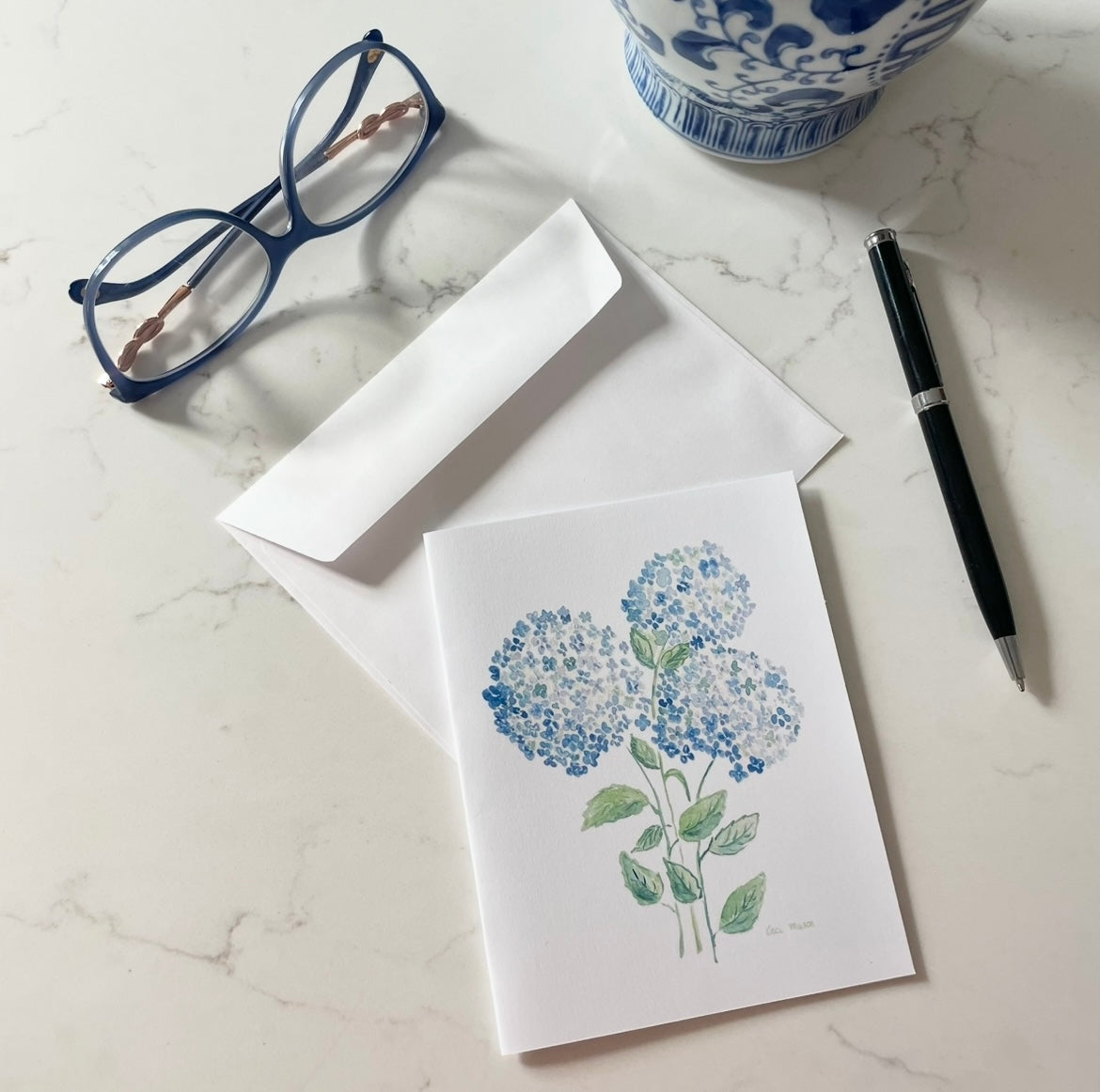 Bllue Hydrangeas Folded Cards