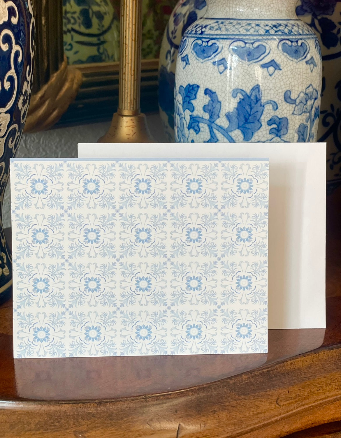 Casa Bela Blue and White Serene Tiles Folded Cards
