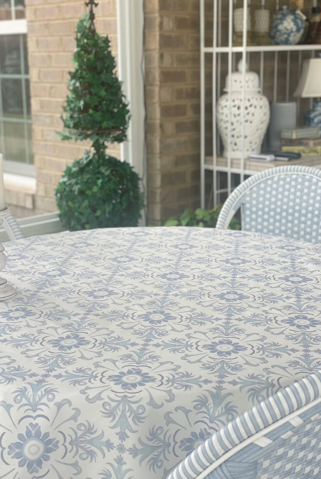Casa Bela Blue and White Serene Tiles Tablecloths