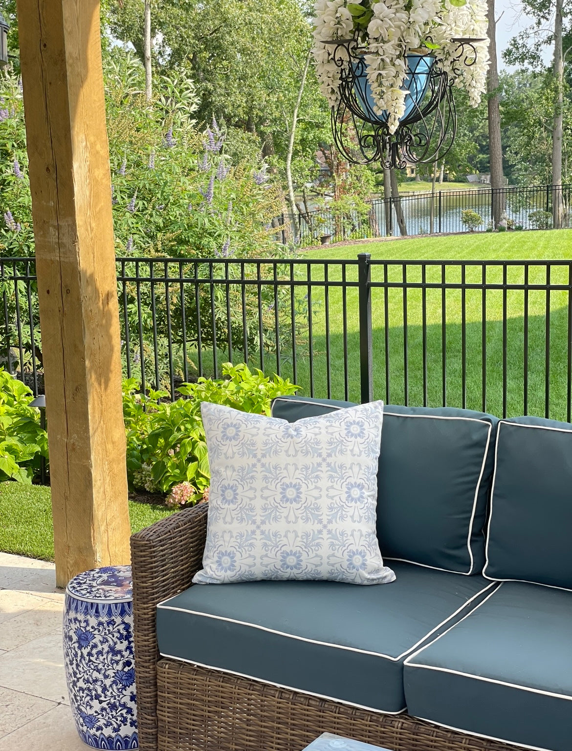 Casa Bela Blue and White Serene Tiles Throw Pillows