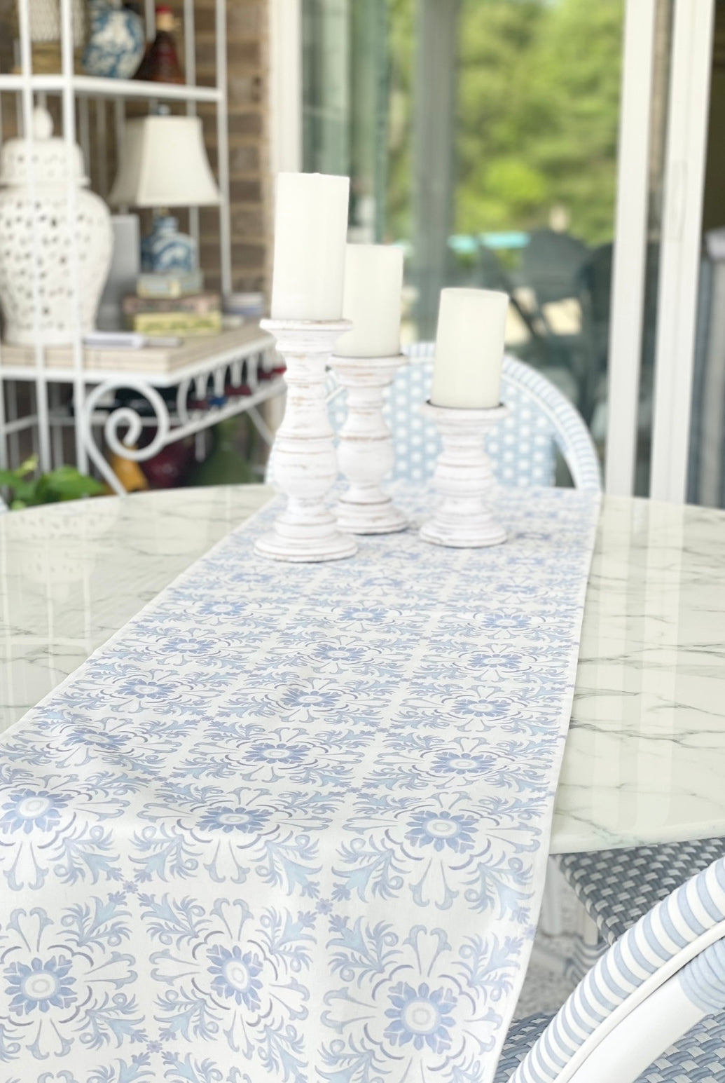 Casa Bela Serene Blue and White Tiles Table Runners