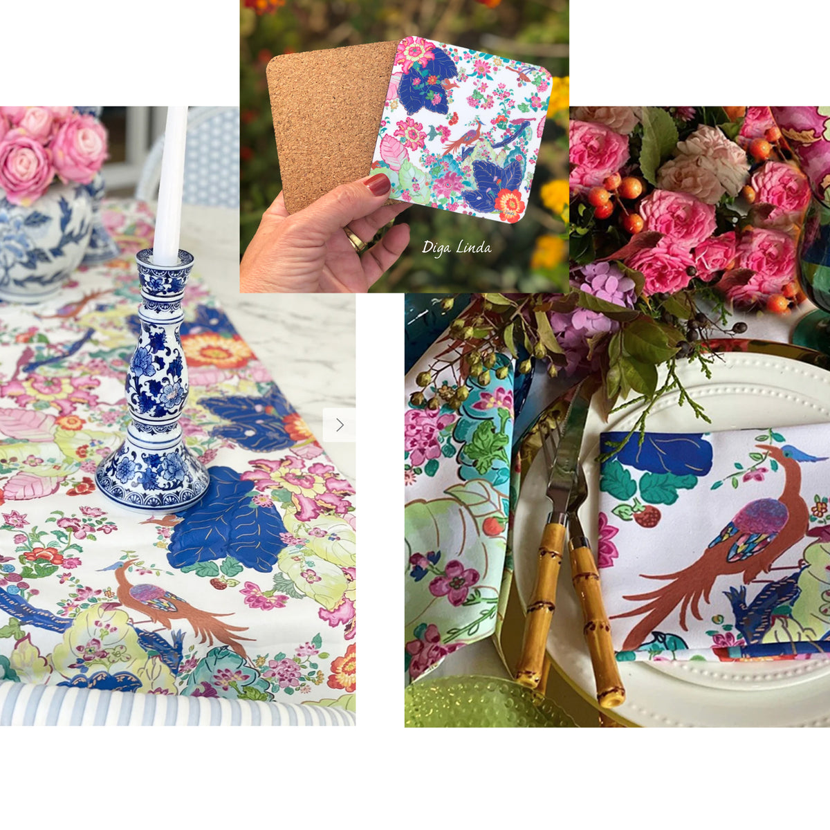 Tobacco Leaf Inspired Print Table Set Bundle