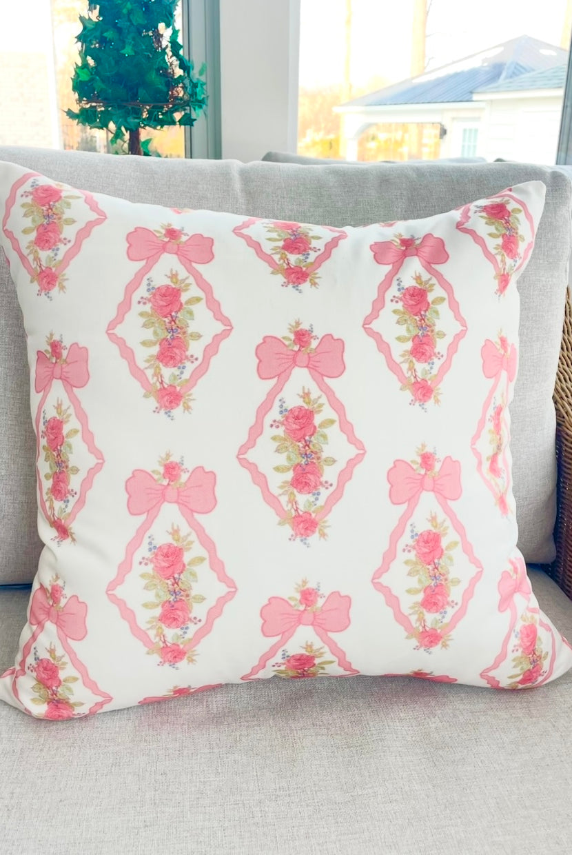 Vintage Roses and Bows Throw Pillows by Ceci Mason
