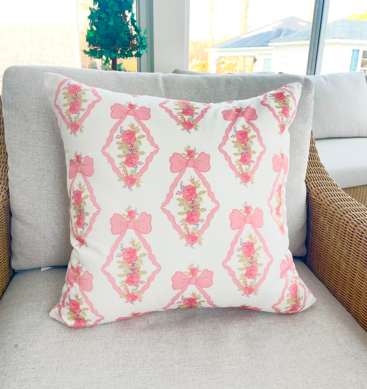 Vintage Roses and Bows Throw Pillows by Ceci Mason
