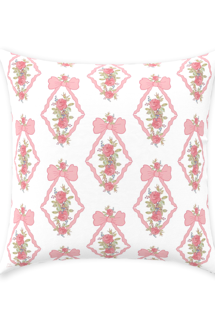 Vintage Roses and Bows Throw Pillows