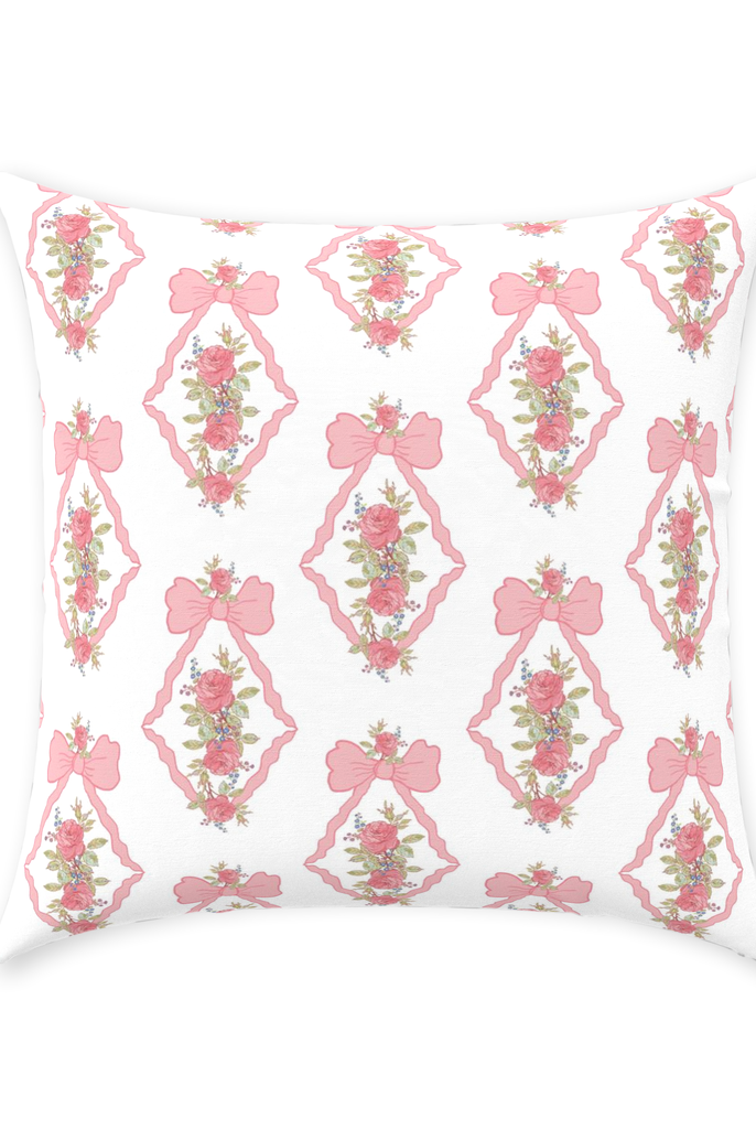 Vintage Roses and Bows Throw Pillows
