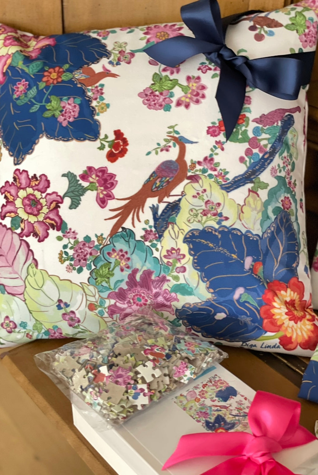 Antique Inspired Tobacco Leaf Print Chinoiserie Christmas Stocking - Diga Linda