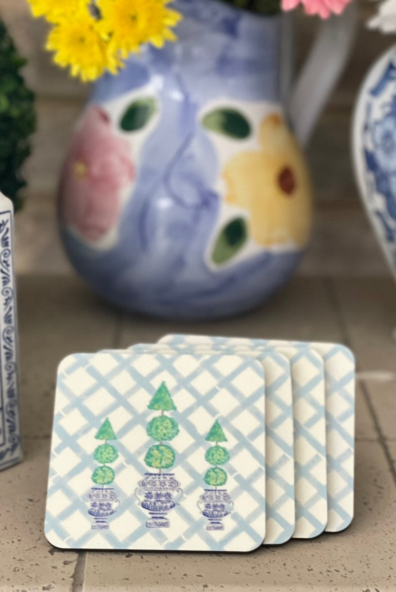 Topiaries in Blue Bamboo Deluxe Large Mug - Diga Linda