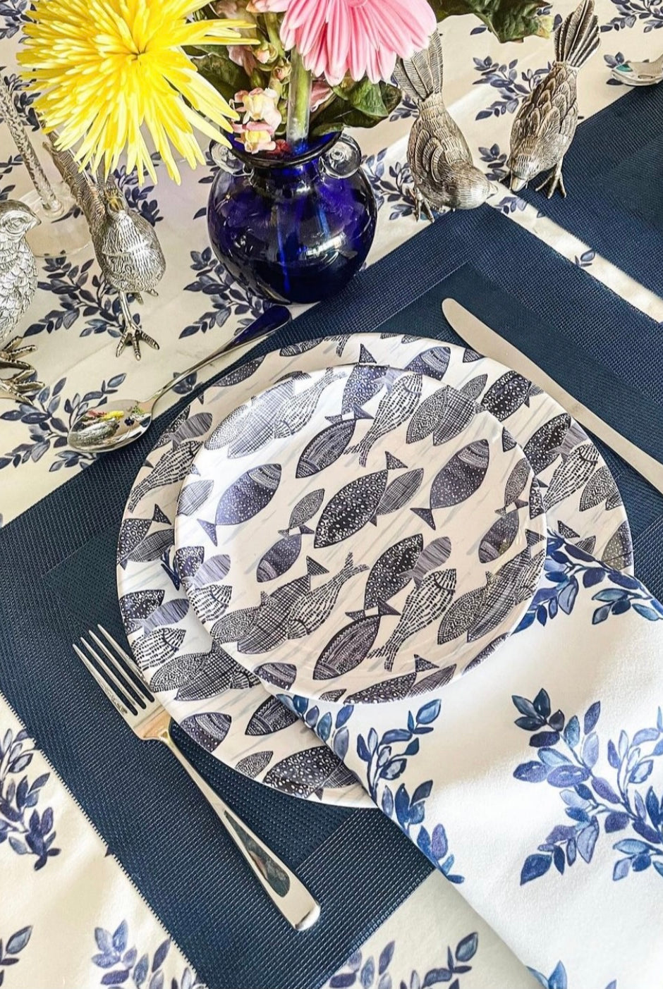 Vincentina Coast Blue and White Table Runners - Diga Linda