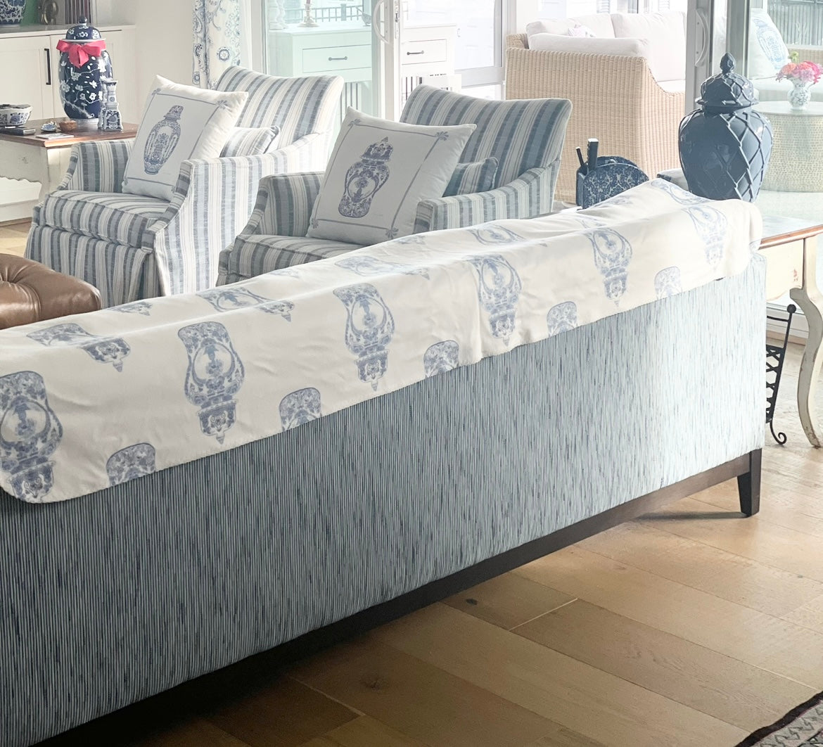 Vintage Ginger Jar Inspired Fleece Sherpa Blankets by Diga Linda