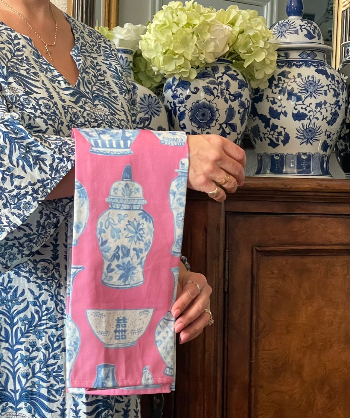 Passion Pink Ginger Jars Tea Towels by Diga Linda