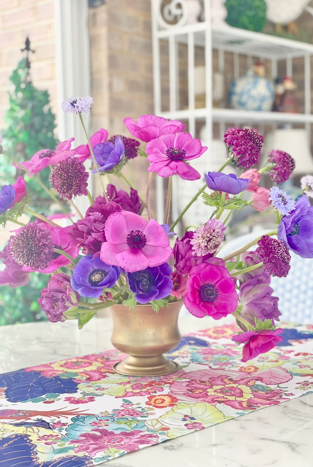 Tobacco Leaf Chinoiserie Table Runner