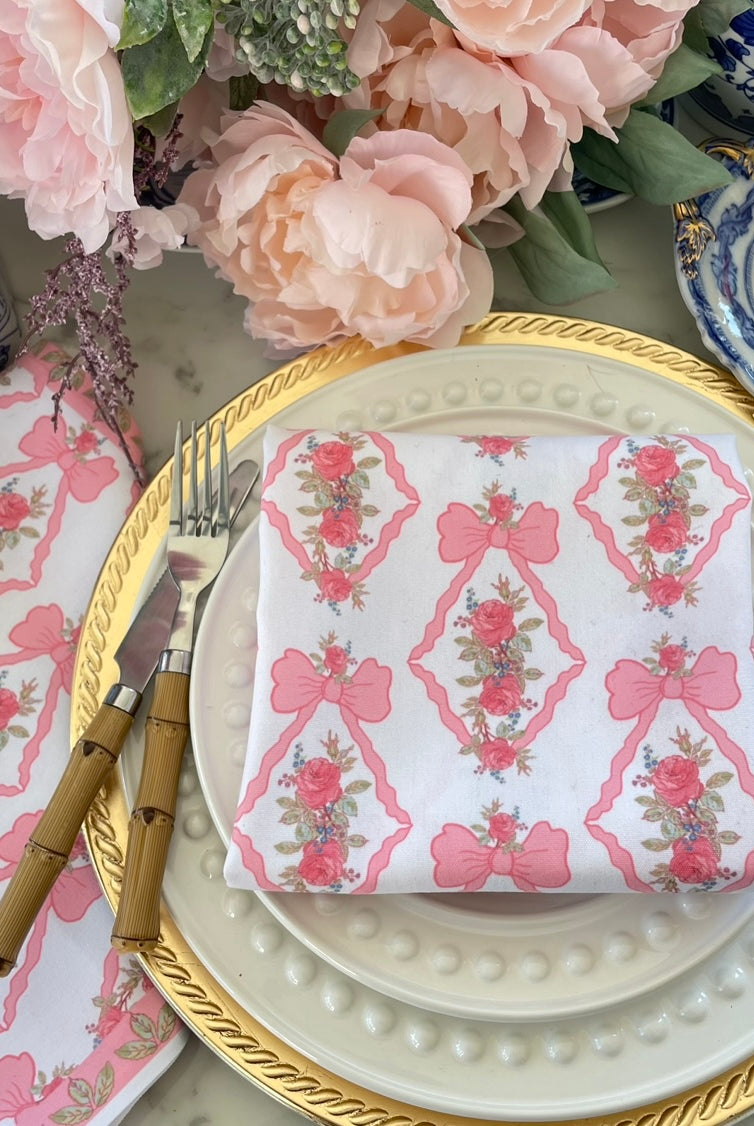 Vintage Roses and bows Napkin (2PK)