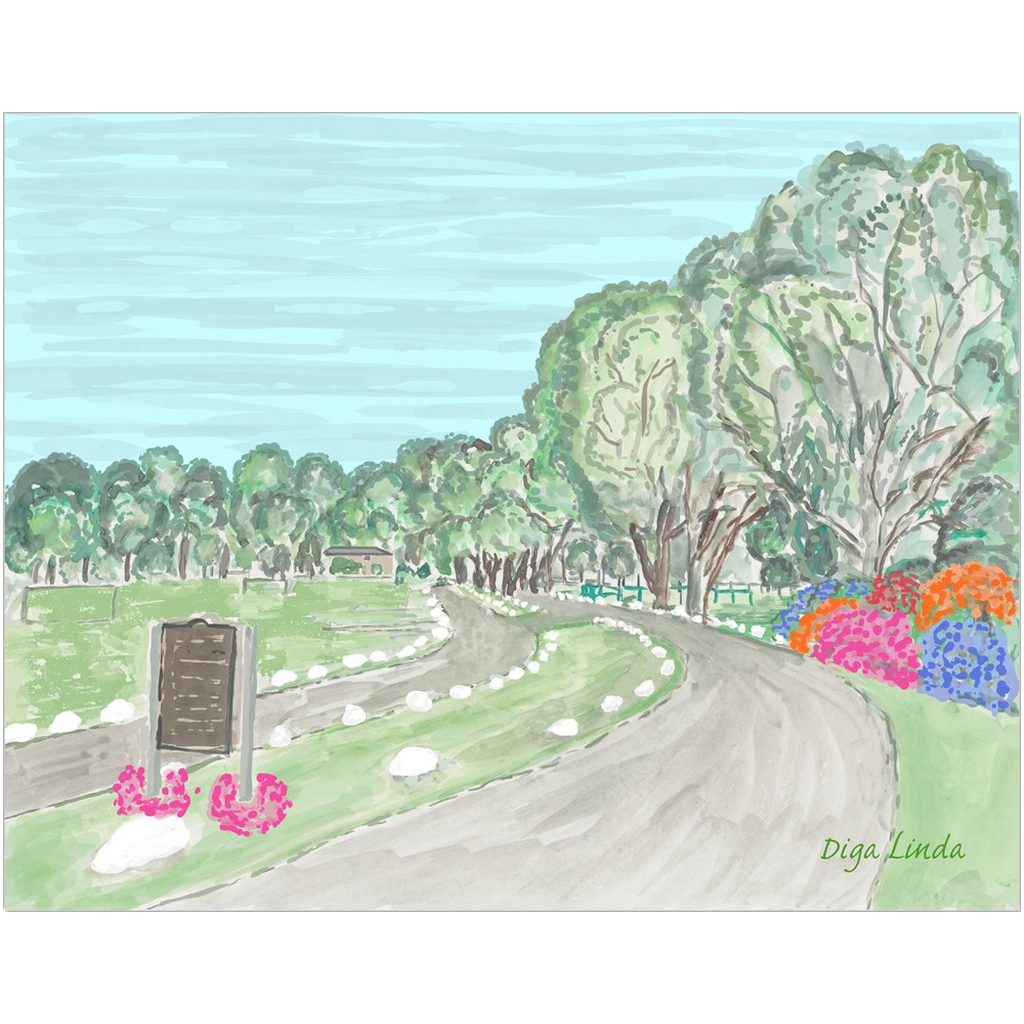 Landon Spring entrance with white rocks fine art print