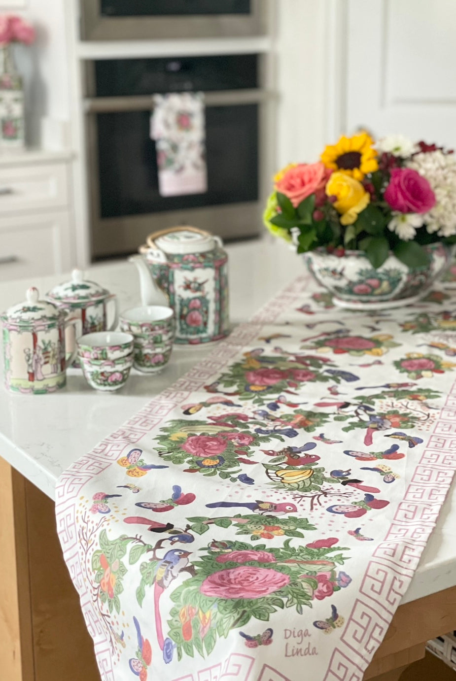 Famille Rose Antique Inspired Table Runners by Diga Linda