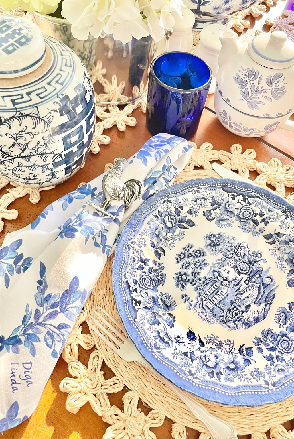 Vincentina Coast Blue and White Napkins (set of 2) - Diga Linda