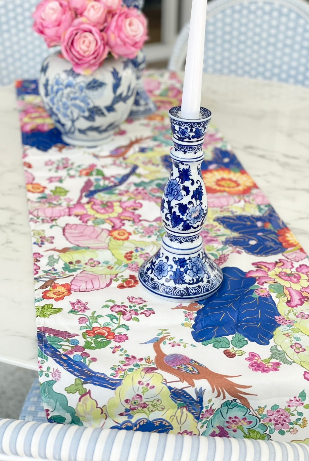 Tobacco Leaf Chinoiserie Table Runner