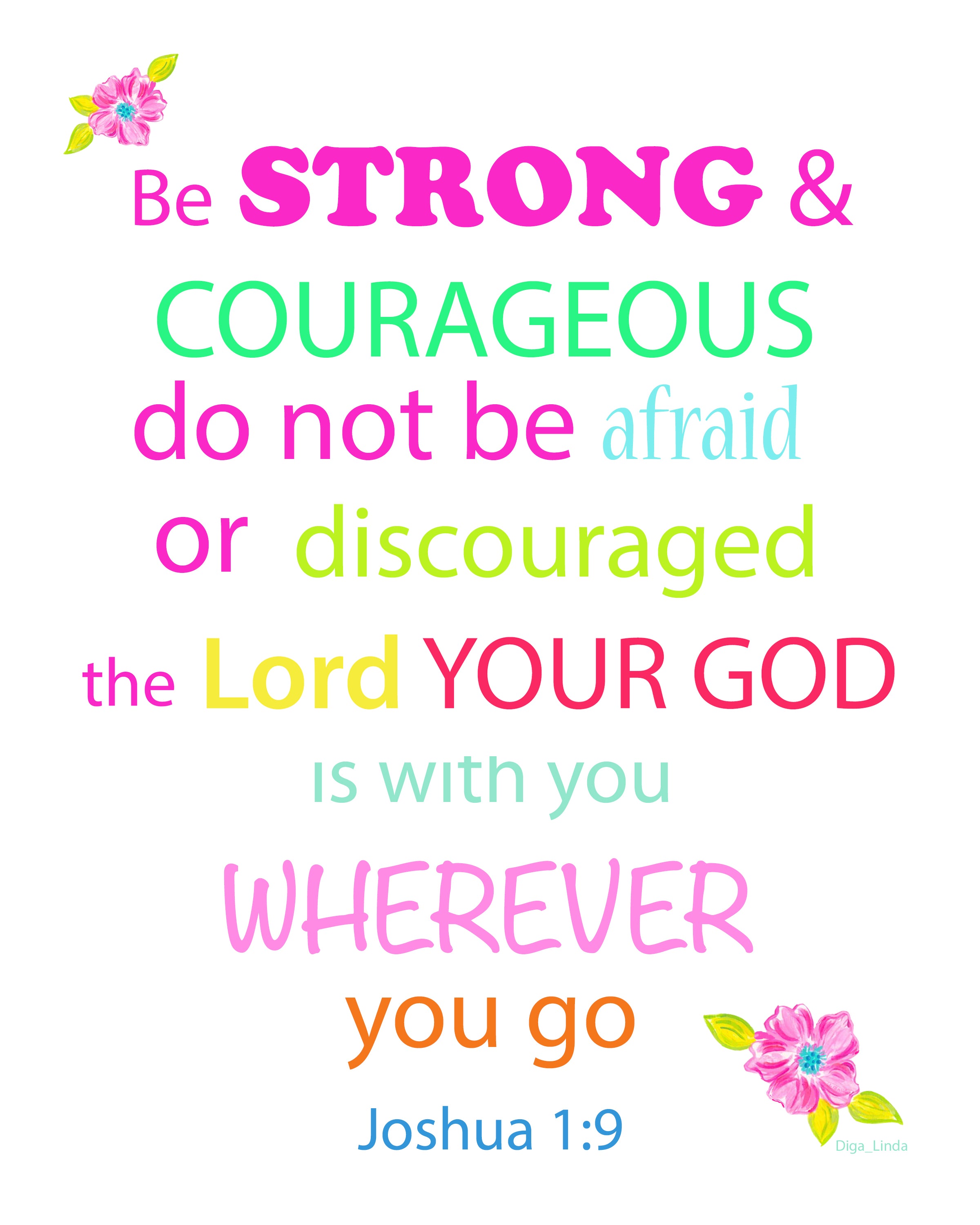 BE STRONG...- Bible Verse Joshua 1:9 ~ Free Instant Download
