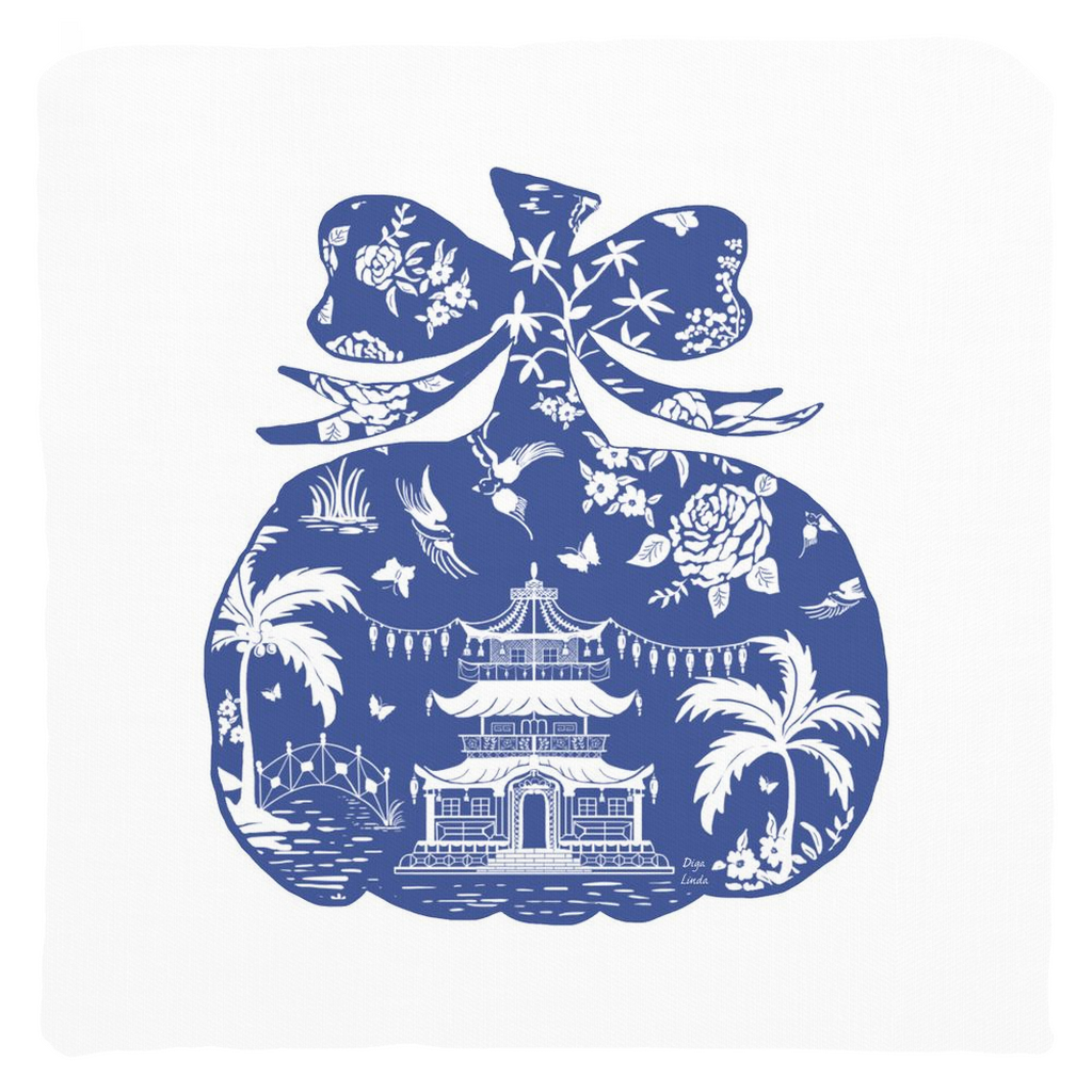 Blessed Chinoiserie Pumpkin Artisan Throw Pillows