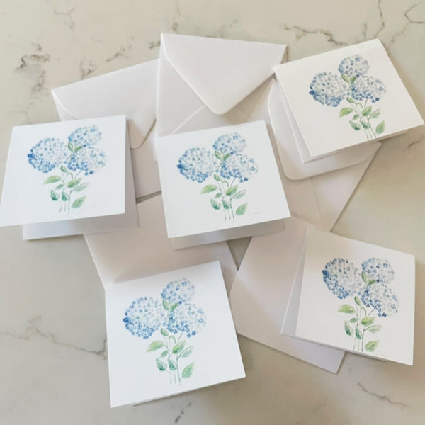 Blue Watercolor Hydrangeas Enclosure Cards