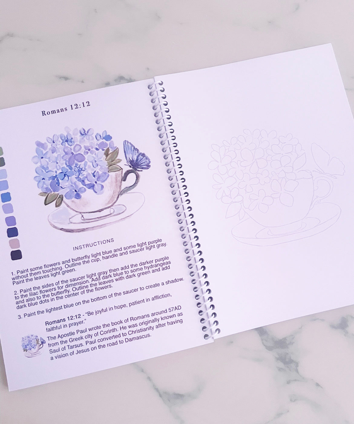 Hydrangeas and & His Word watercolor workbook by Ceci Mason featuring hydrangea paintings and Scripture