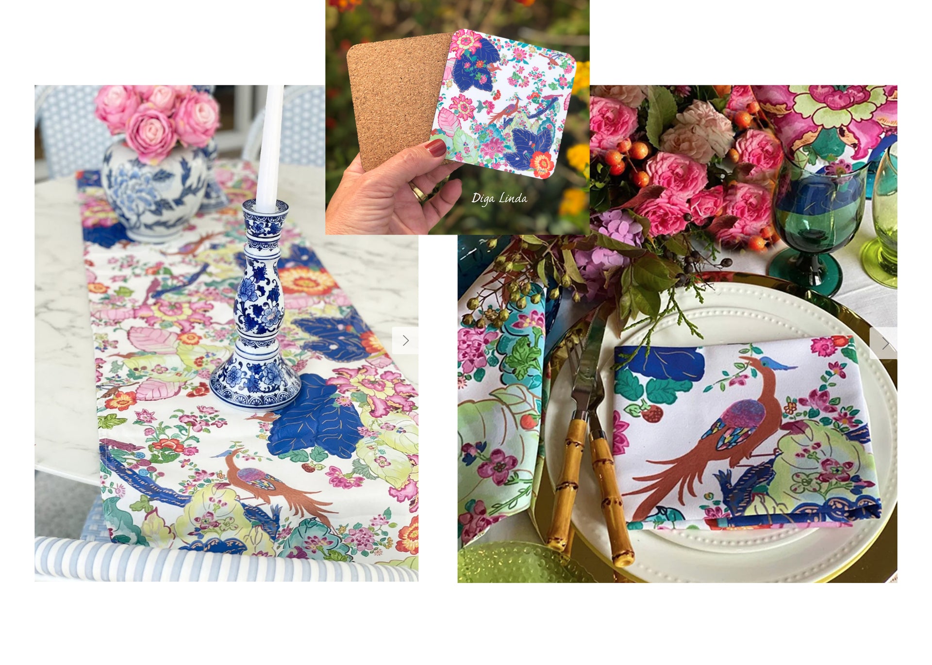 Tobacco Leaf Inspired Print Table Set Bundle