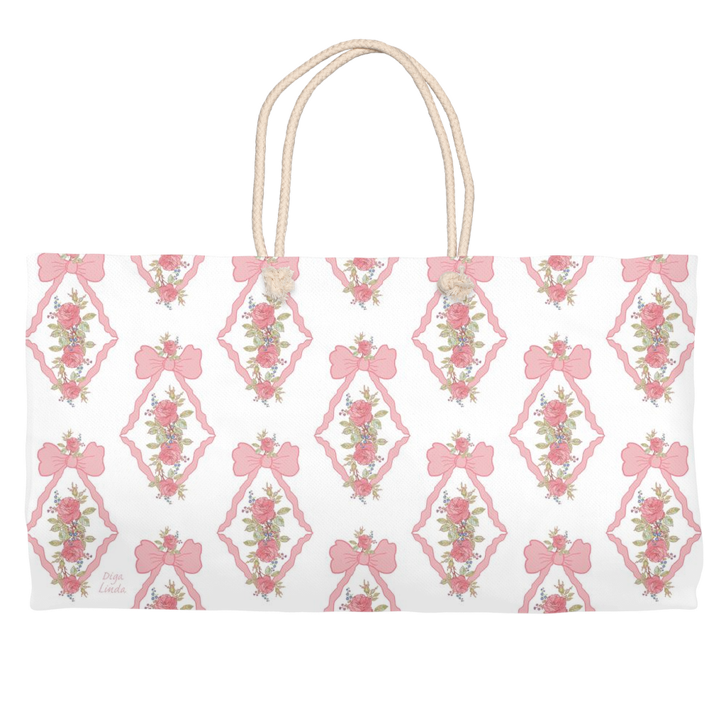 Vintage Rose Bows Weekender Totes