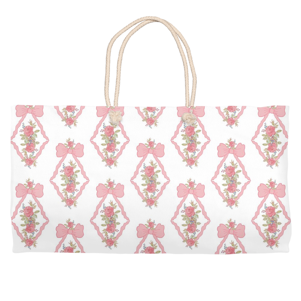 Vintage Rose Bows Weekender Totes