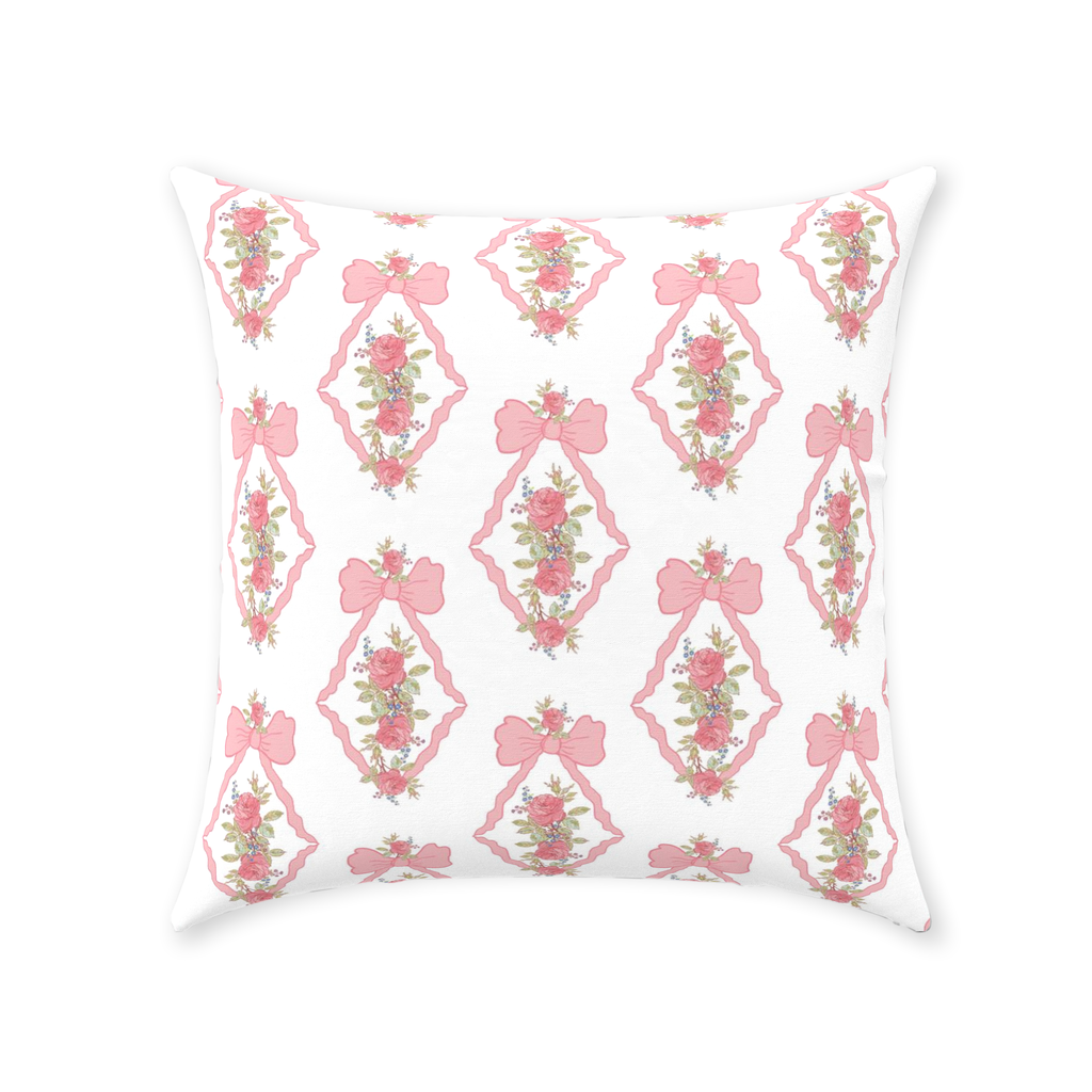 Vintage Roses and Bows Throw Pillows