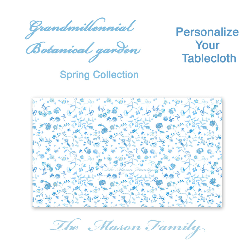Grandmillennial Botanical Garden personalized tablecloth
