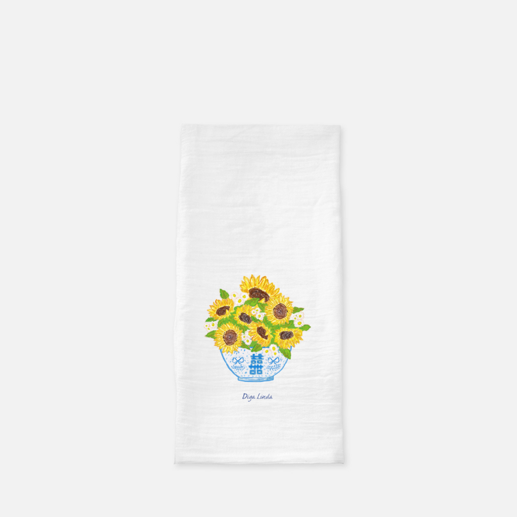 Double Happiness Sunflowers Tea Towel/Four Sack