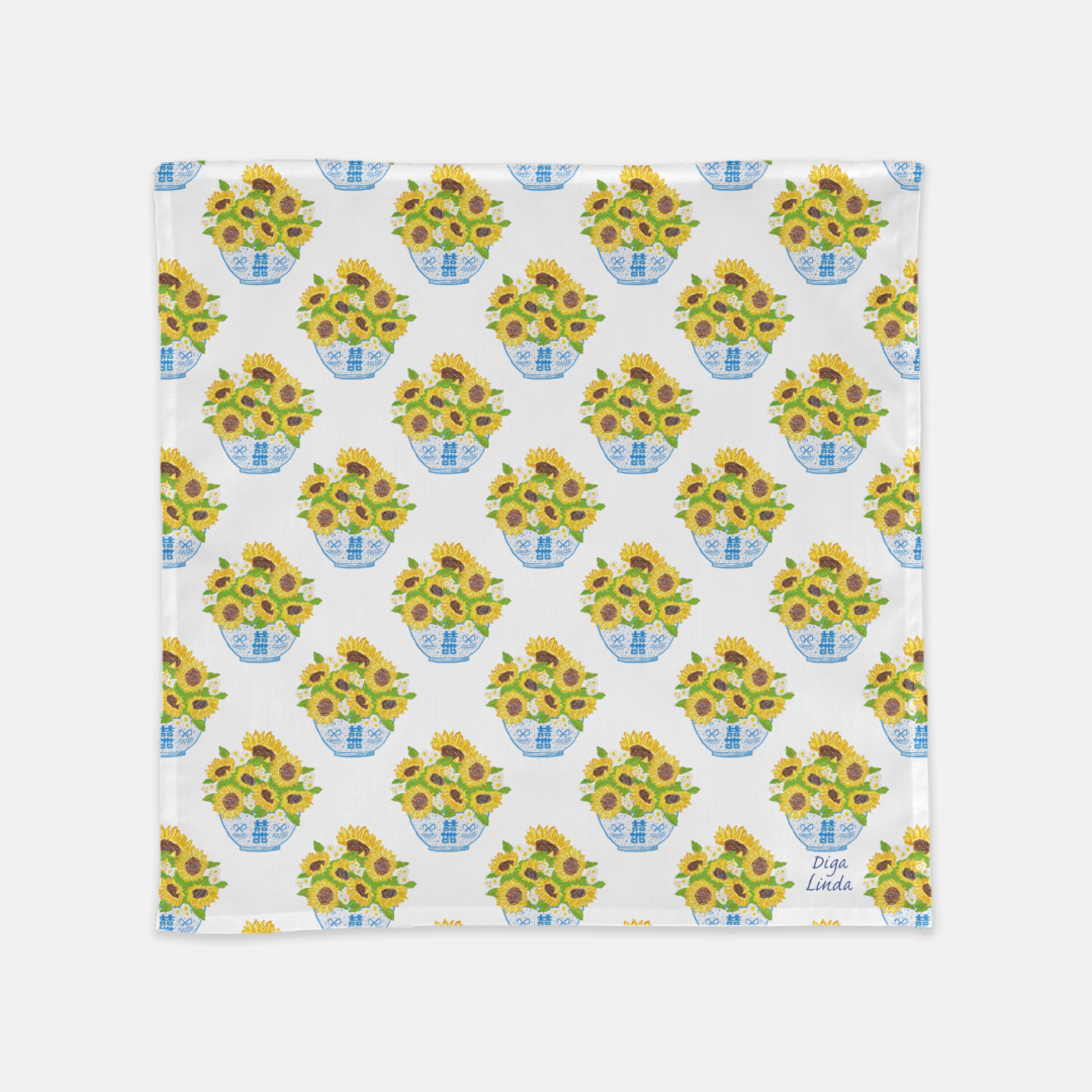 Chinoiserie Sunflower Bouquet napkins set of 2