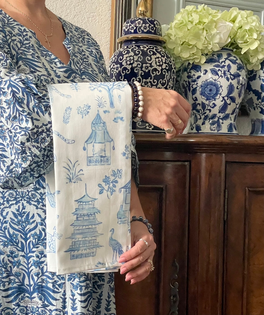Chinoiserie Chic blue and white Tea Towels