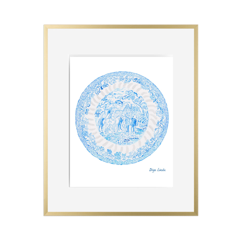 Equestrian Transfer Ware Vintage Reese Witherspoon Inspired Fine Art Prints