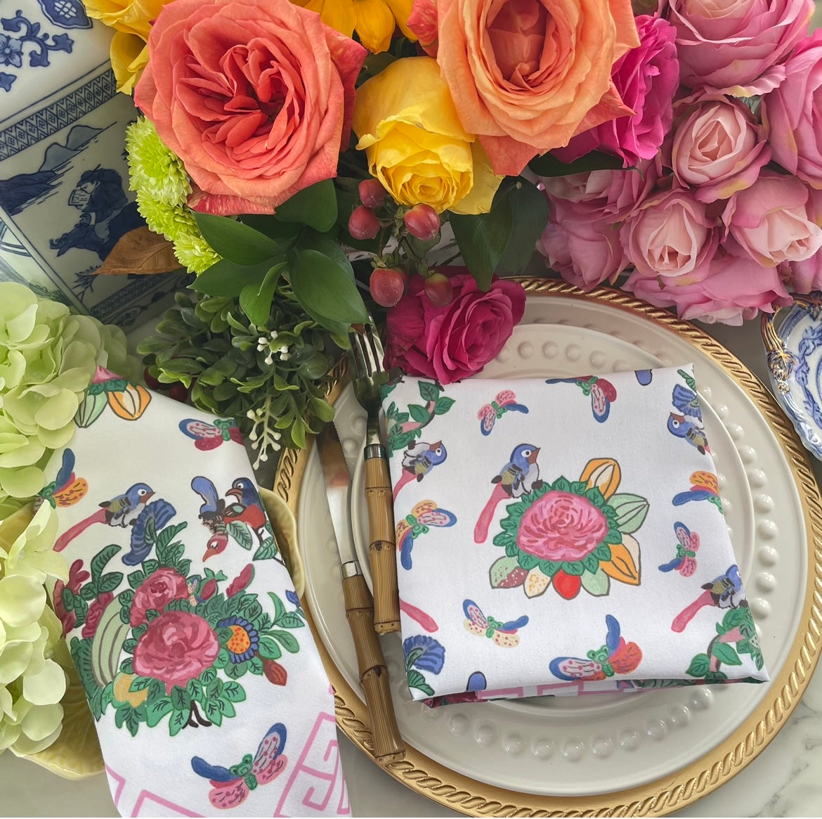 Famille Rose Napkin  (2PK) by Diga Linda