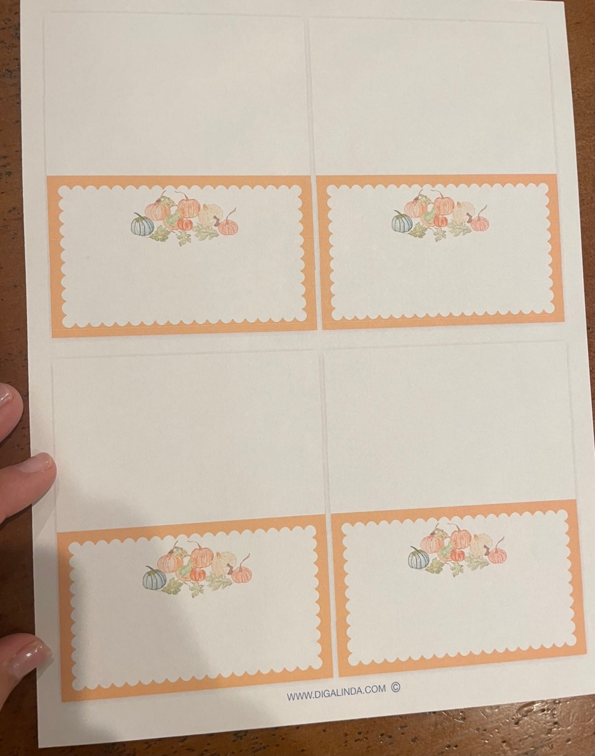 Fall Pumpkins Folding Place Cards