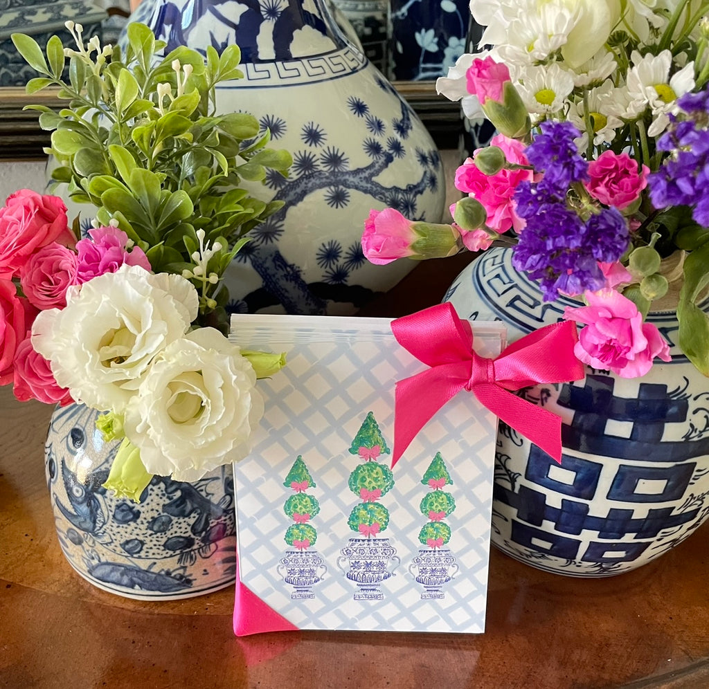Pink Topiaries In Bamboo Folded Cards