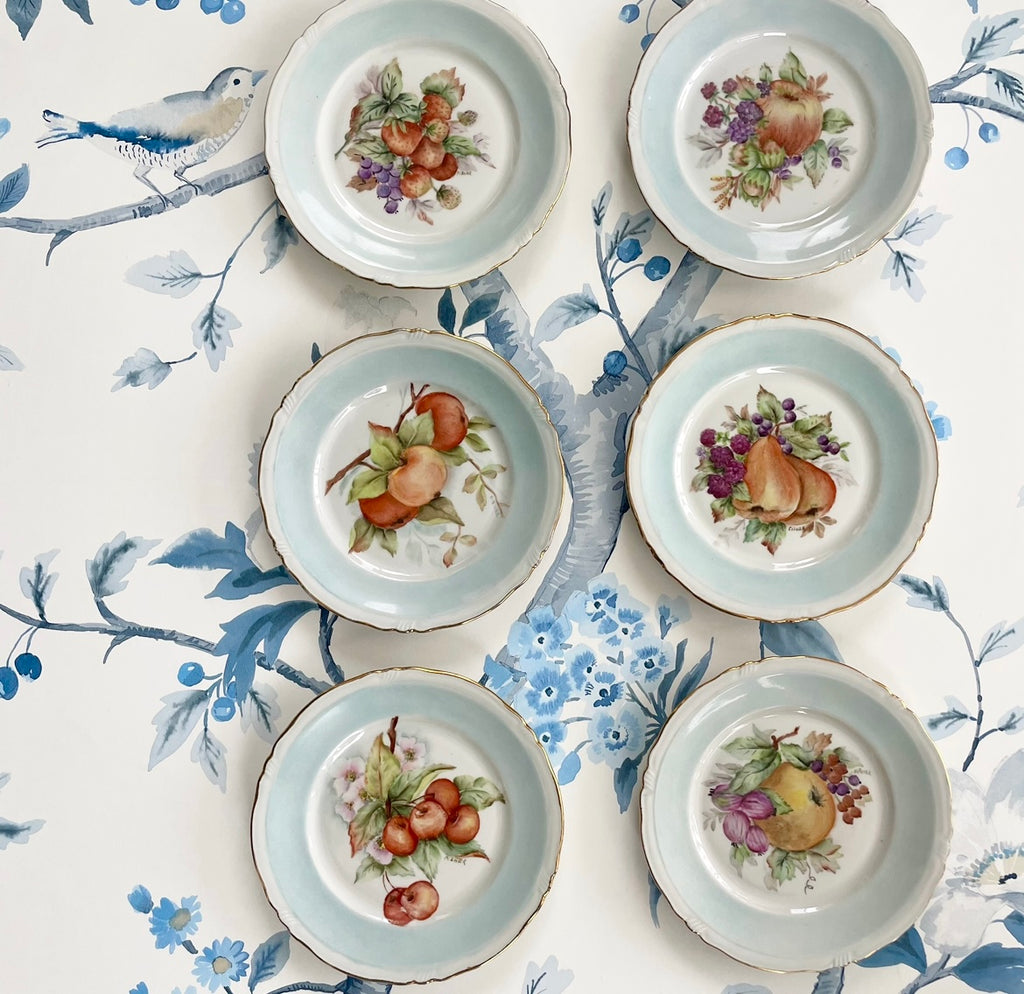 Vintage Bareuther fruit plates with gold trim