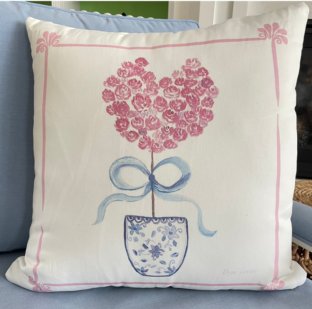 Roses Bow Topiary Indoor Throw Pillows