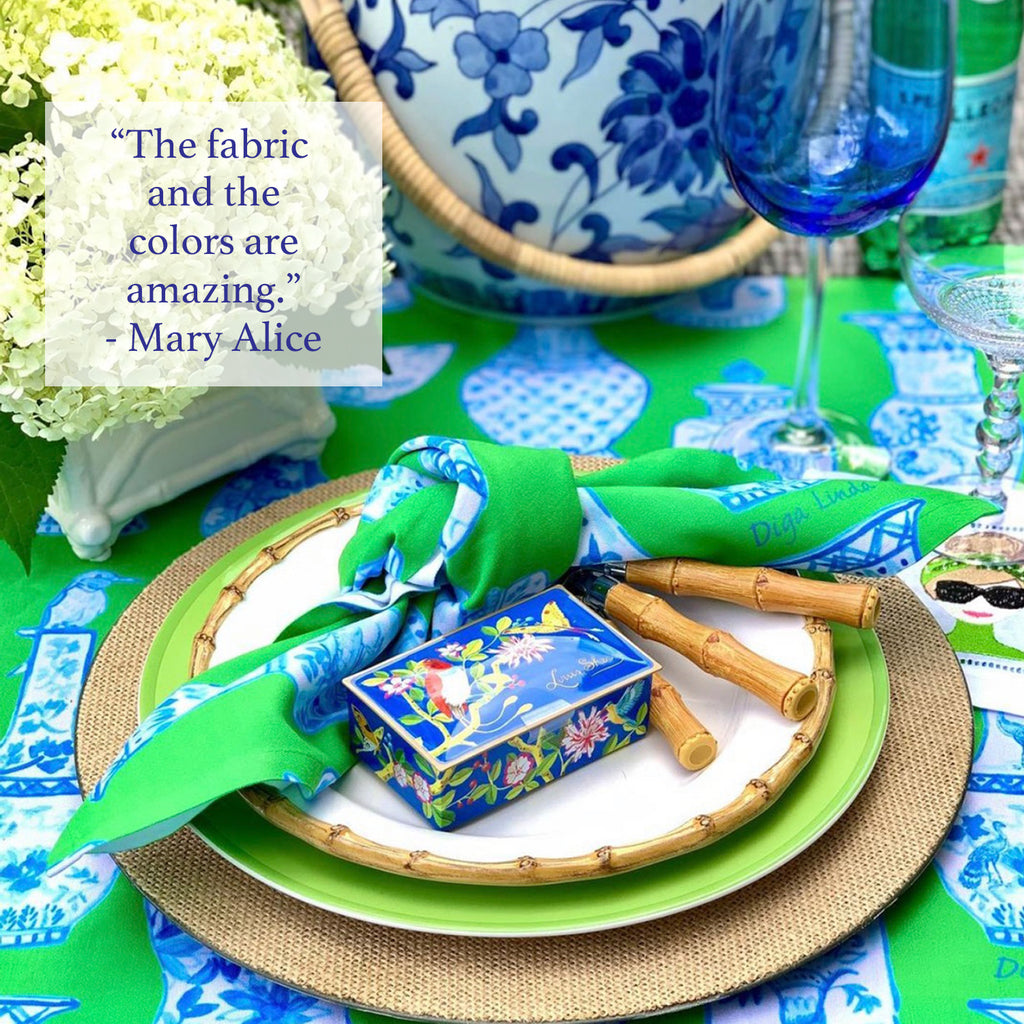Kelly's Chinoiserie Blue, White and Green Napkins (set of 2)