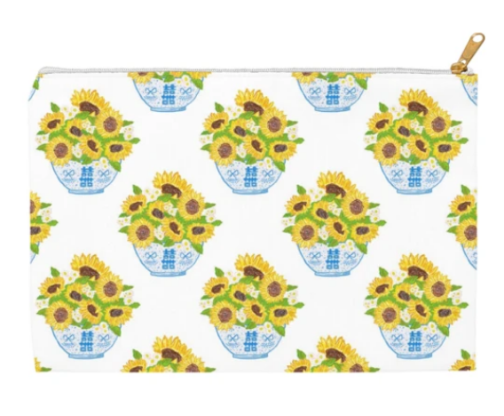 Chinoiserie Sunflowers Bouquet Clutch Accessory