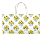 Chinoiserie Sunflower Bouquet In White Weekender Totes