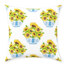 Chinoiserie Sunflower Bouquet Throw Pillows