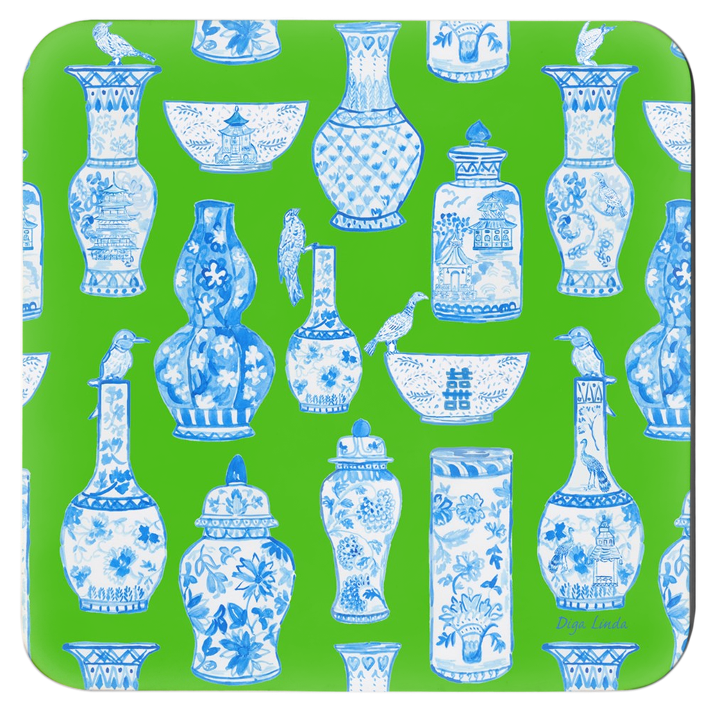 Kelly's Chinoiserie Cork Coasters (set of 4) - Diga Linda