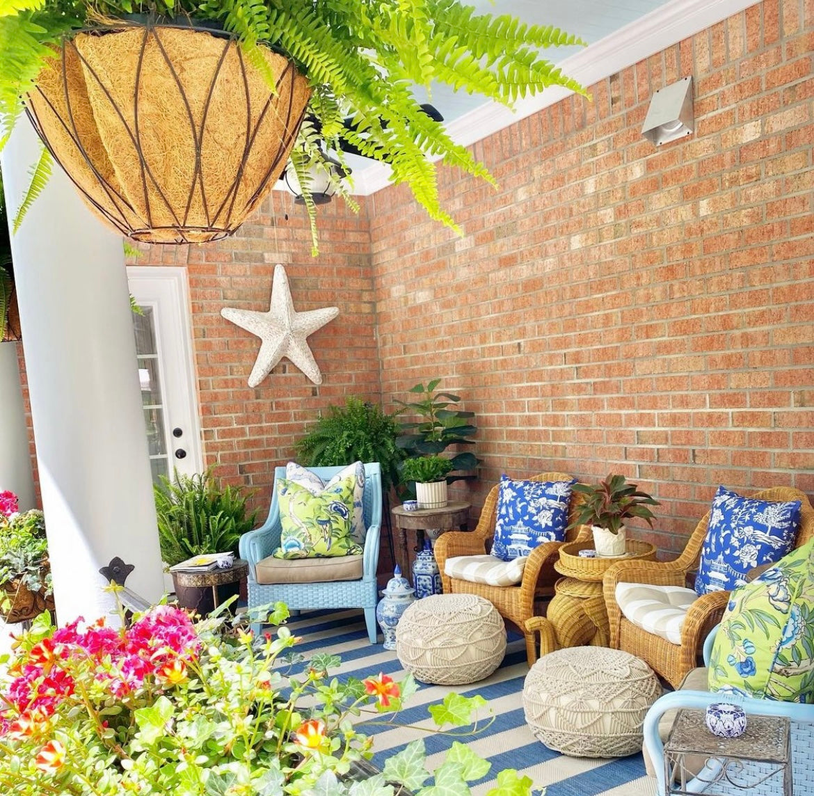 Chinoiserie Pagoda, Blue and White Throw Pillows