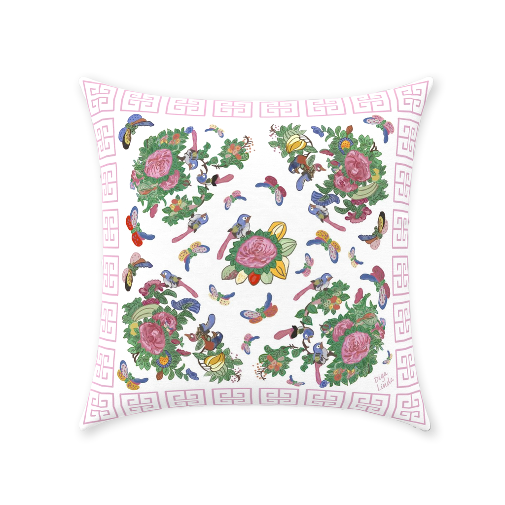 Famille Rose Antique Inspired Throw Pillows